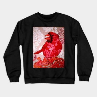 Red Bird Sitting on a Wall Crewneck Sweatshirt